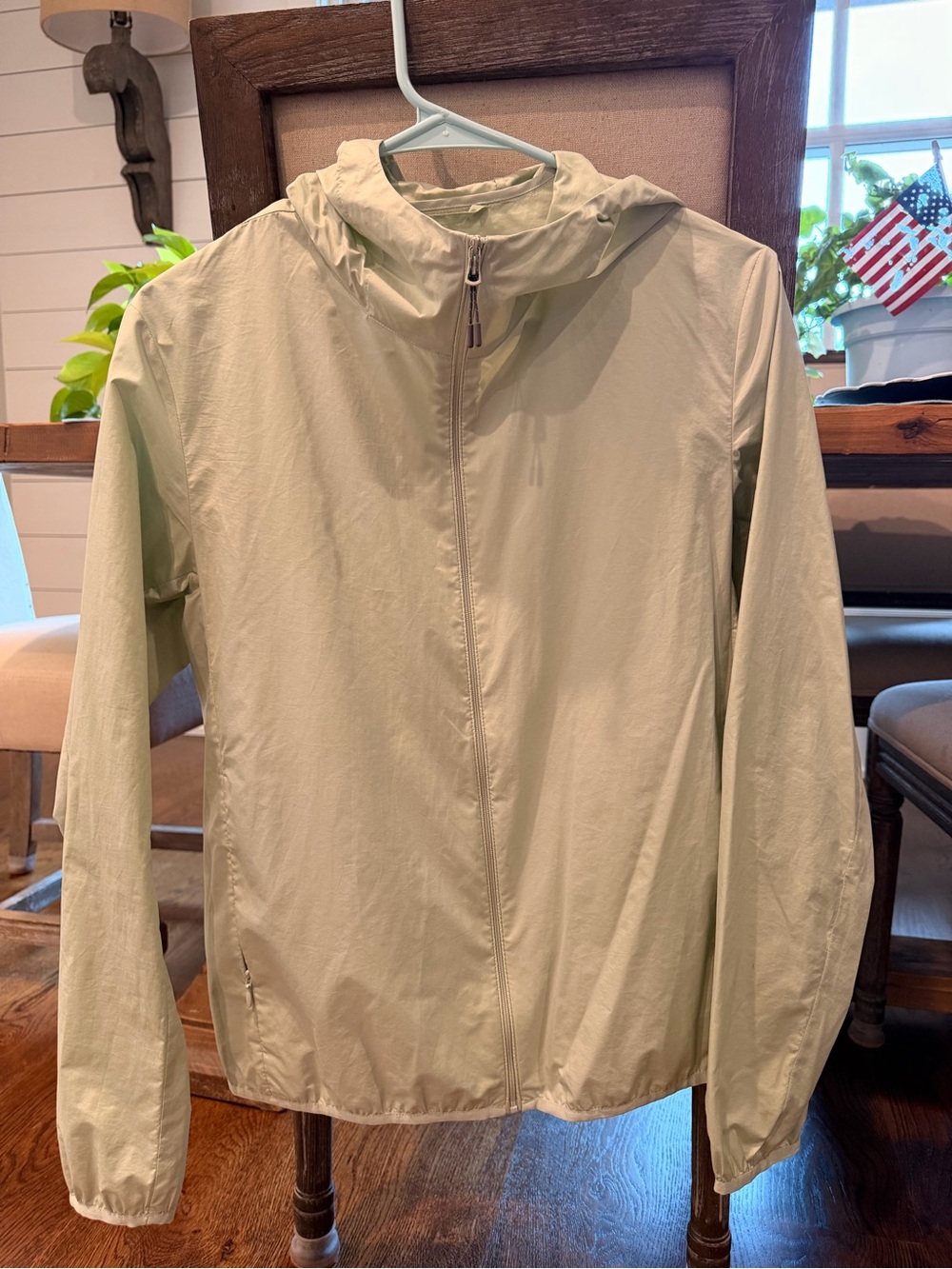 Light Green Hooded Windbreaker Jacket